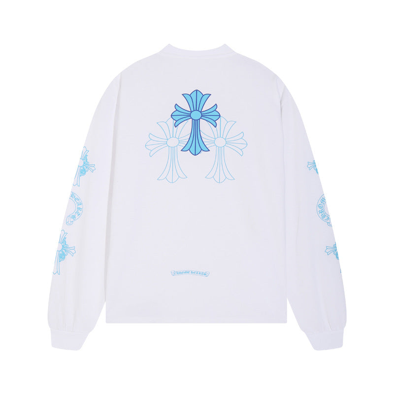 Chrome Heart Kro 伈 collection of high-quality double-yarn pure cotton printed long-sleeved T-shirts