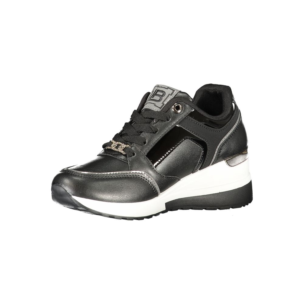 Black Polyester Women Sneaker