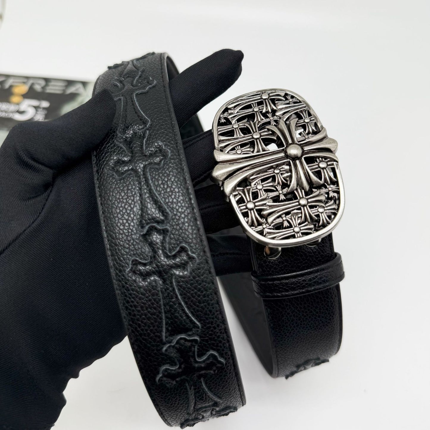 Croch pin le belt, men's roller, hollowed-out cross, Chang Chun Tomb, women's belt, star style, retro