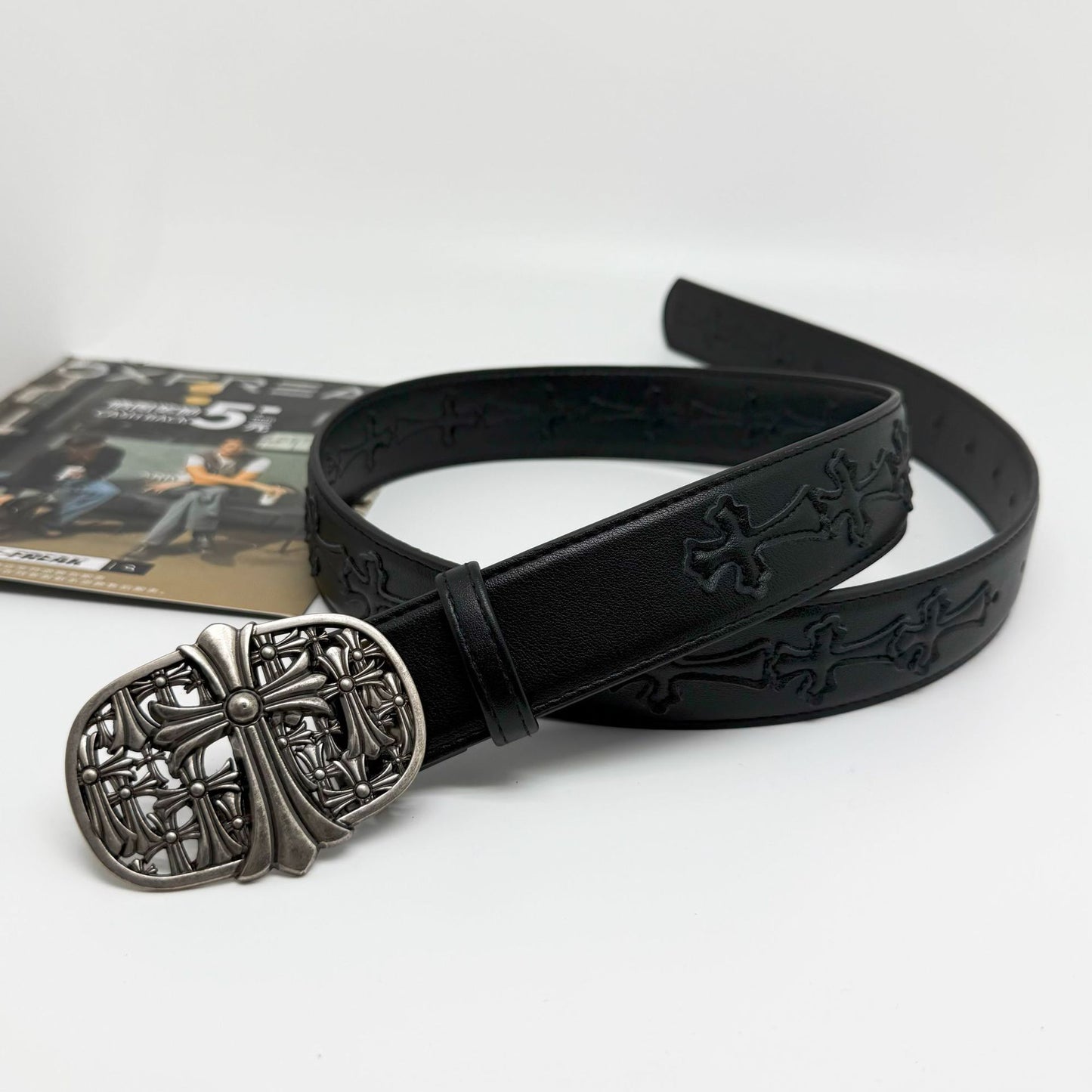 Croch pin le belt, men's roller, hollowed-out cross, Chang Chun Tomb, women's belt, star style, retro