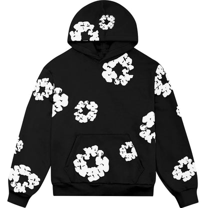 cotton foam printed high-street hooded sweatshirt and casual pants