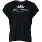 Dark Blue Logo Crown Cotton Crew Neck T-shirt