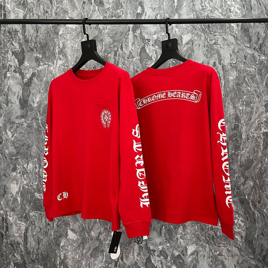 Chrome Heart Kro 伈 collection of high-quality double-yarn pure cotton printed long-sleeved T-shirts