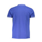 Blue Cotton Men Polo Shirt