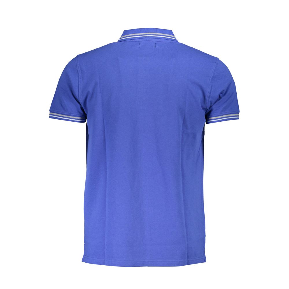 Blue Cotton Men Polo Shirt