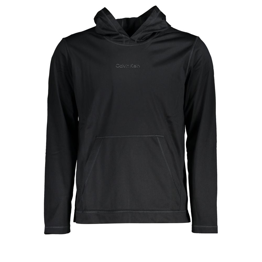 Black Polyester Men's Hooded Sweater