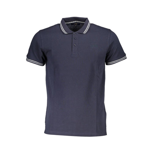 Blue Cotton Men Polo Shirt