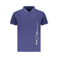 Blue Cotton Men Polo Shirt