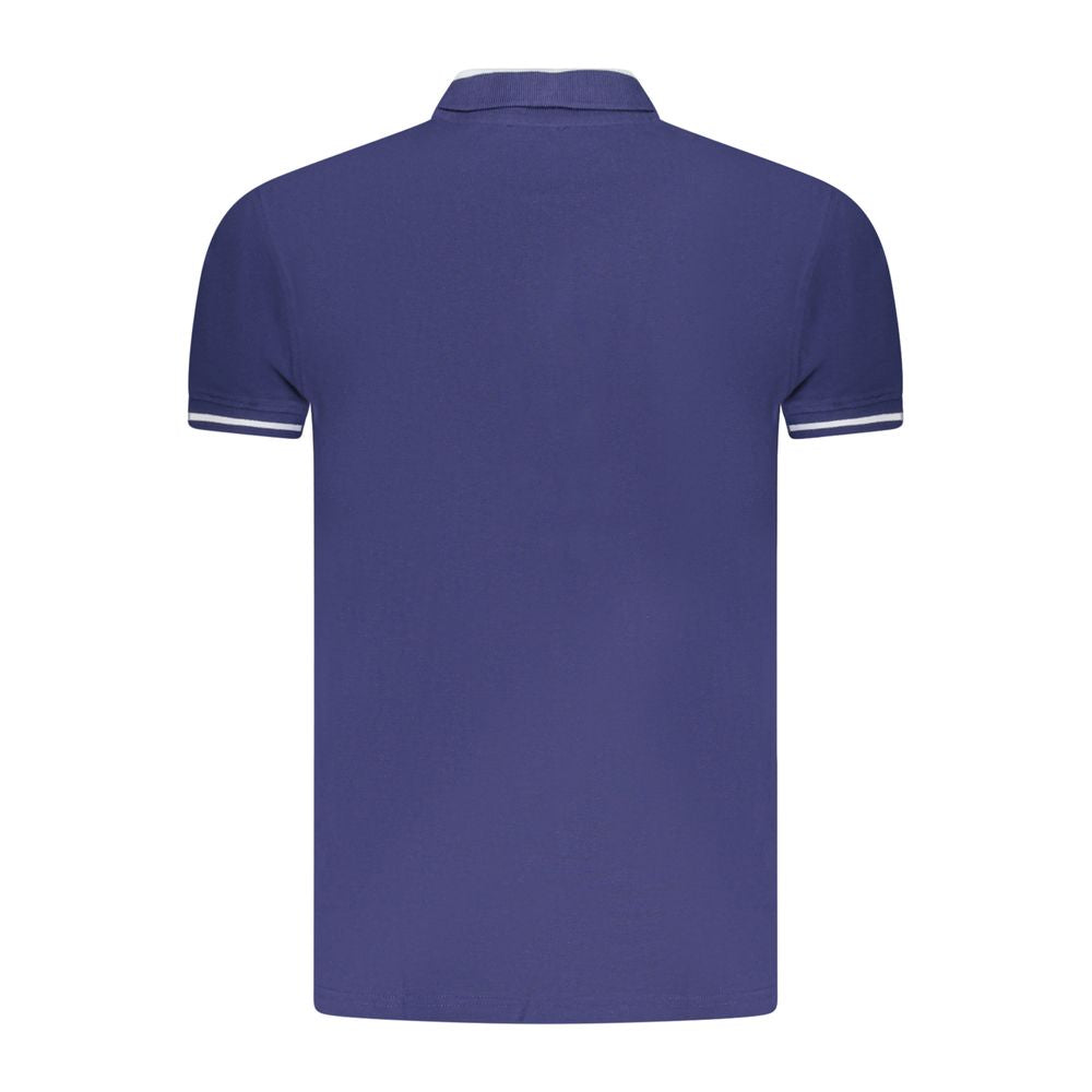Blue Cotton Men Polo Shirt