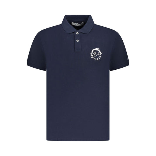 Blue Cotton Men Polo Shirt