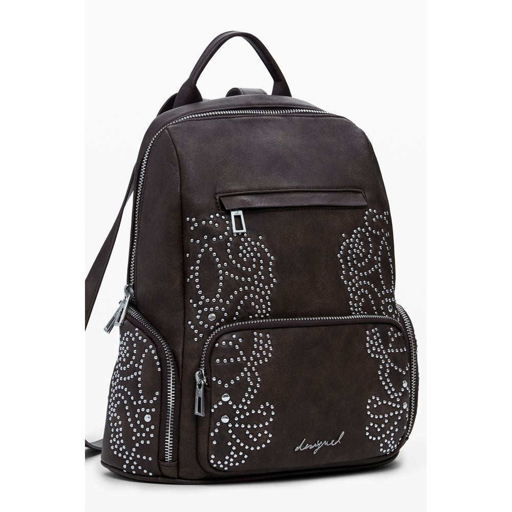 Brown Polyethylene Women Backpack