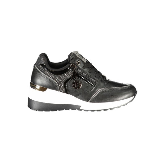 Black Polyester Women Sneaker
