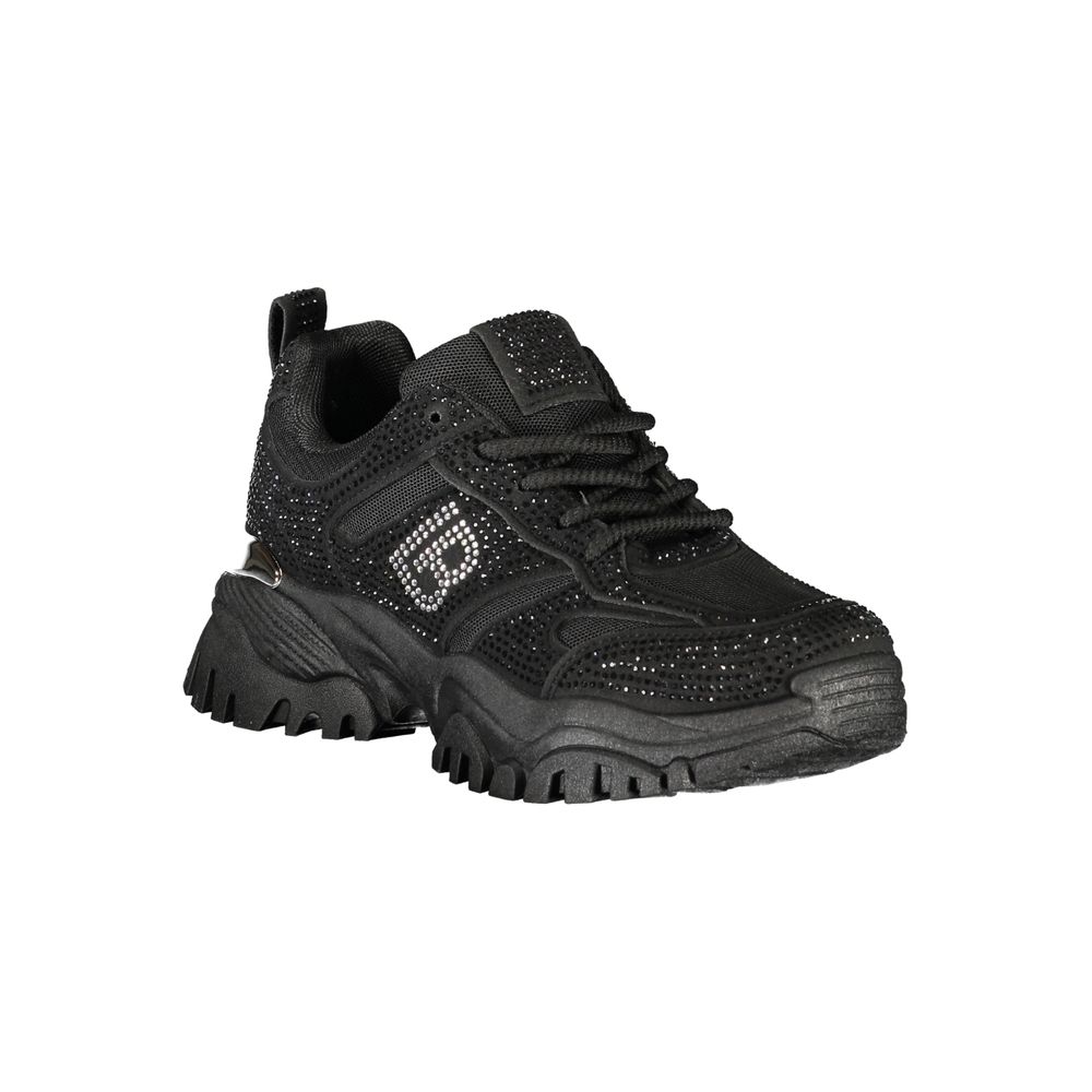 Black Polyester Women Sneaker