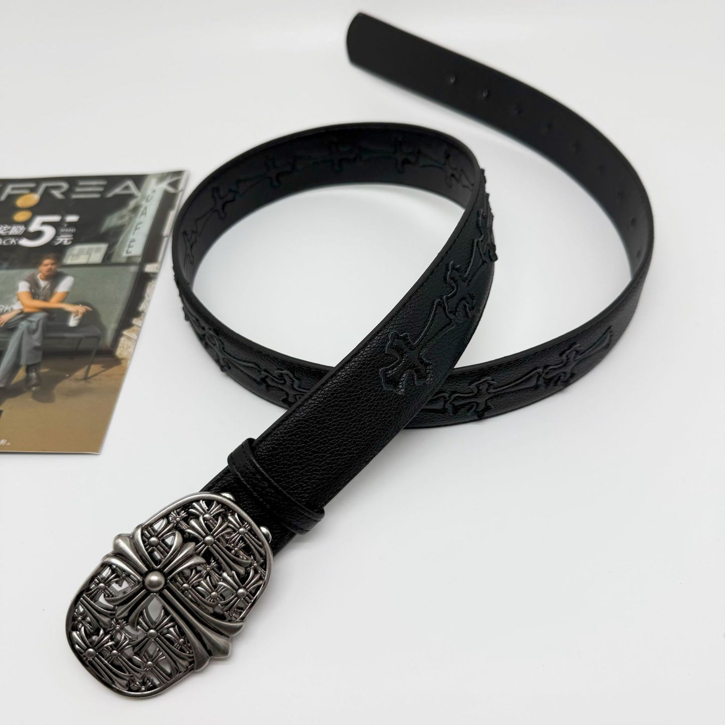 Croch pin le belt, men's roller, hollowed-out cross, Chang Chun Tomb, women's belt, star style, retro