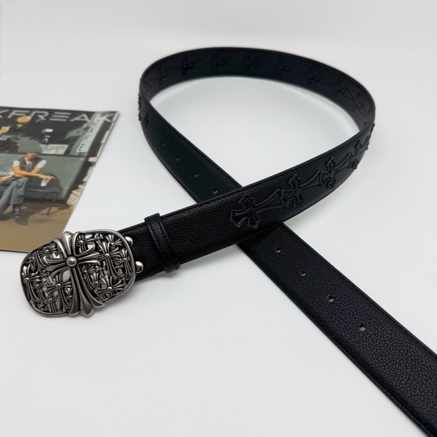 Croch pin le belt, men's roller, hollowed-out cross, Chang Chun Tomb, women's belt, star style, retro