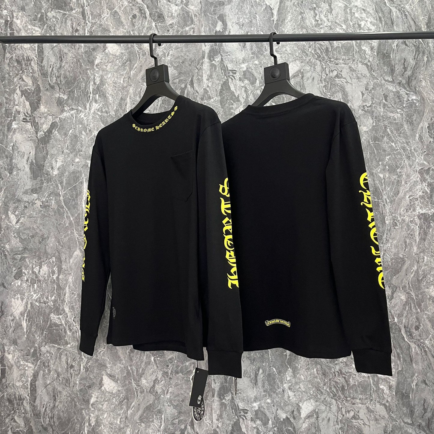 Chrome Heart Kro 伈 collection of high-quality double-yarn pure cotton printed long-sleeved T-shirts