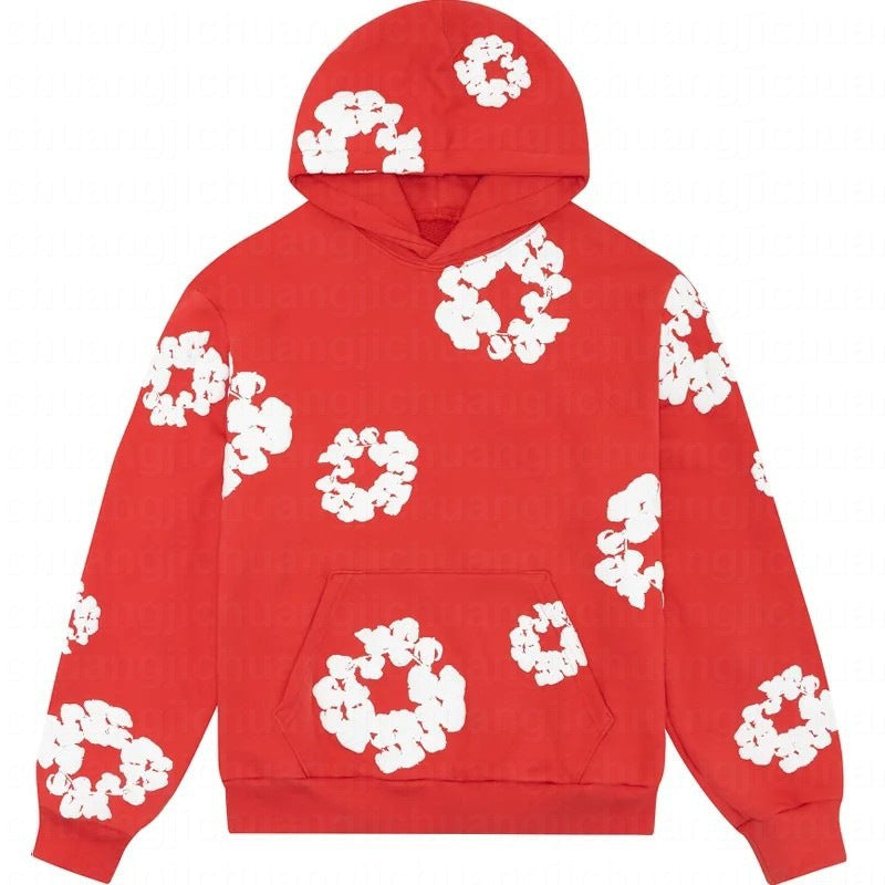 cotton foam printed high-street hooded sweatshirt and casual pants